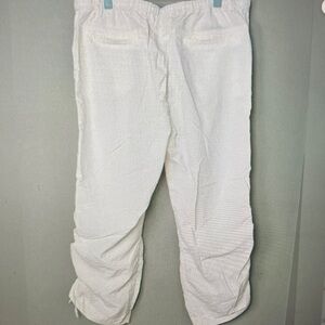 White Textured Cropped Pants